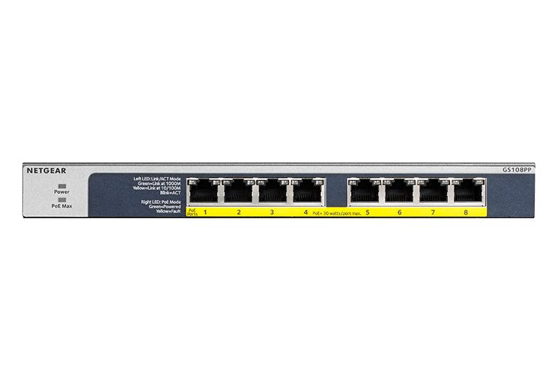Netgear GS108PP 8-Port Gigabit Ethernet High-power PoE+ Unmanaged Switch with FlexPoE (123W)