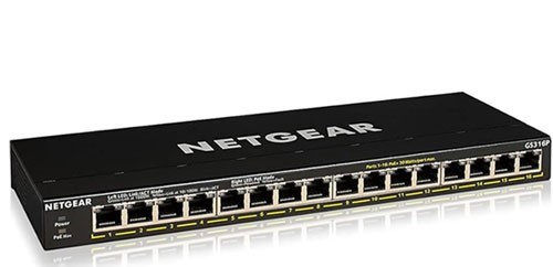 Netgear GS316P 16-Port Gigabit Ethernet Unmanaged PoE+ Essentials Switch (115W)