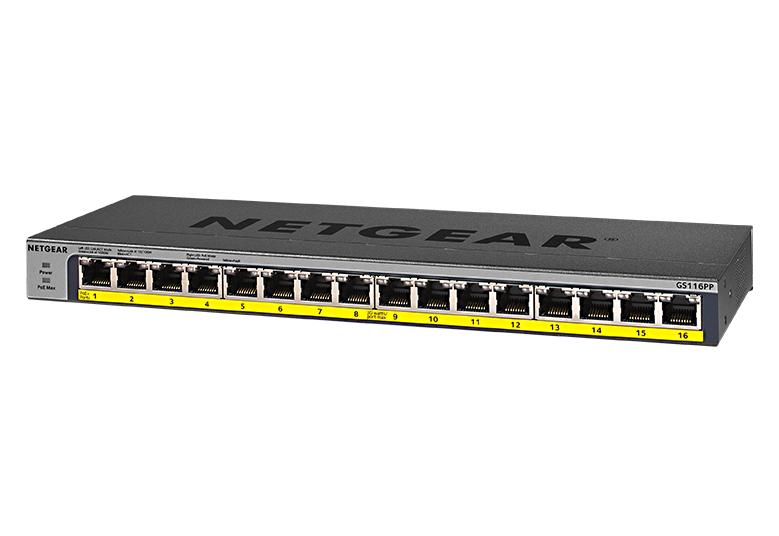 Netgear GS316P 16-Port Gigabit Ethernet Unmanaged PoE+ Essentials Switch (115W)