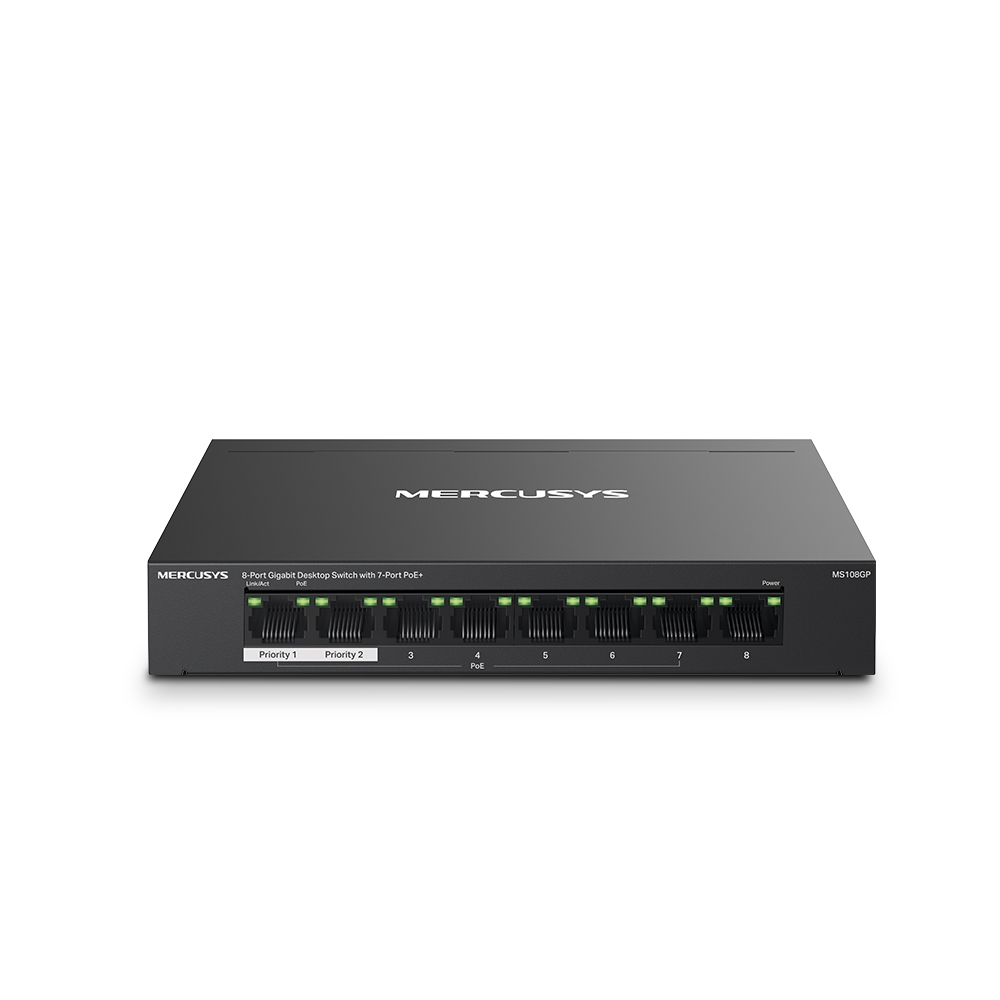MERCUSYS MS110P 10-Port 10/100Mbps Desktop Switch with 8-Port PoE+